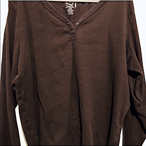 Tee-V-Neck, Snaps, Ribbed, Long Sleeve - Picture 2 of 5